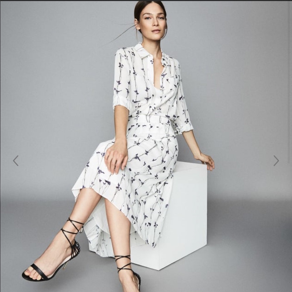 Reiss LEONA LAVENDER PRINTED PLEATED MIDI SKIRT